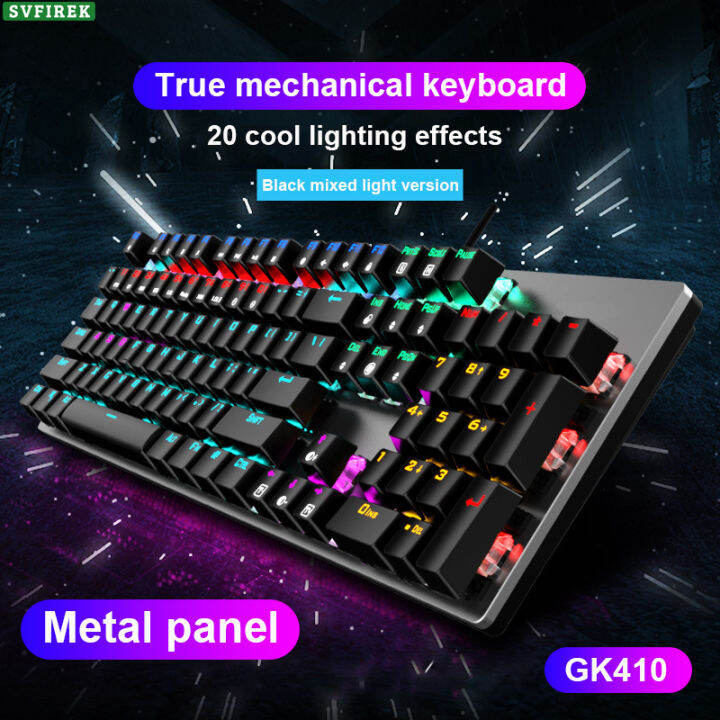 GK410 104 Keys Mechanical Keyboard Mixed LED Light Gaming Keyboard RGB