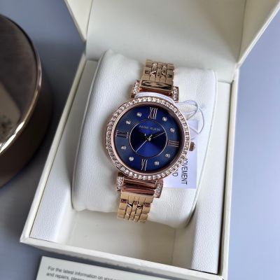✨ของแท้100%✨ นาฬิกาข้อมือ หน้าปัดน้ำเงิน ANNE KLEIN Swarovski Crystal Rosegold Blue Dial AK2928