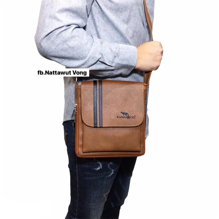 กระเป๋าหนังผู้ชาย-ทรงเมสเซนเจอร์-จิงโจ้-ไซส์เล็ก-พร้อมส่ง-สินค้าผลิตจากโรงงานไทย