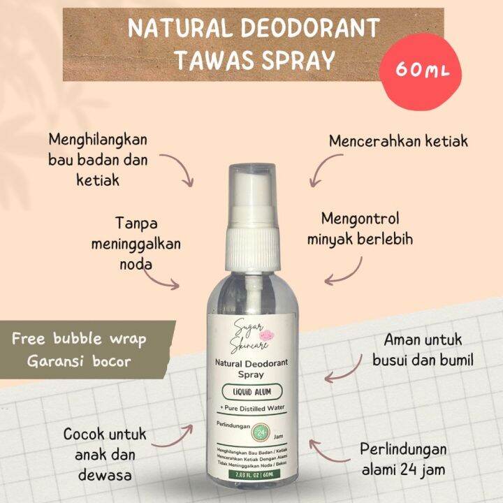 Natural Deodorant Tawas Cair 100ml by SUGAR SKINCARE/ Deodorant spray