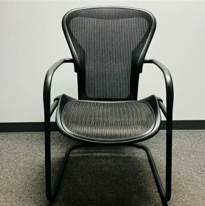 Authentic Herman Miller Aeron Side Chair Sled Office Reception Guest