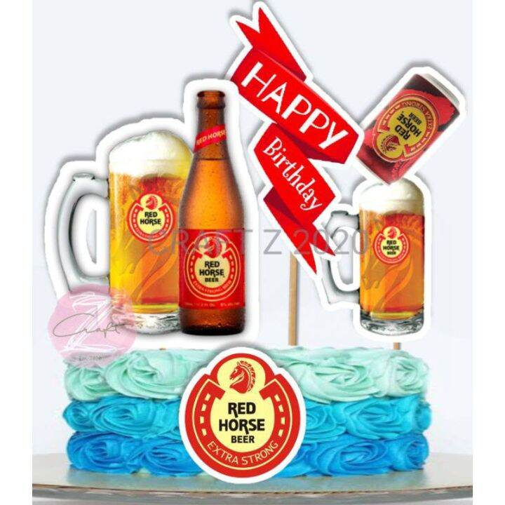 Red Horse happy birthday cake topper decoration | Lazada PH