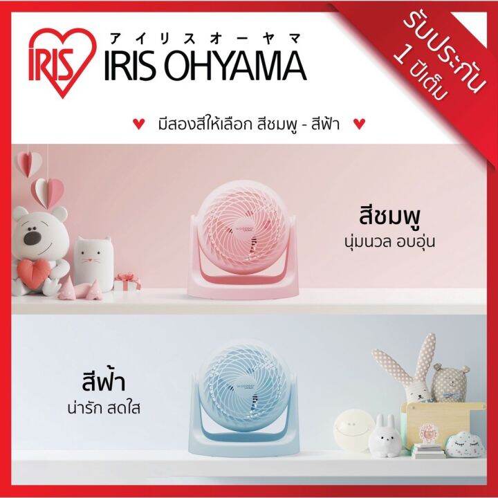 พัดลมหมุนเวียนอากาศ-พัดลมตั้งโต๊ะ-ไอริส-โอยามะ-iris-ohyama-woozoo-รุ่น-pcf-mkm18-สีฟ้า