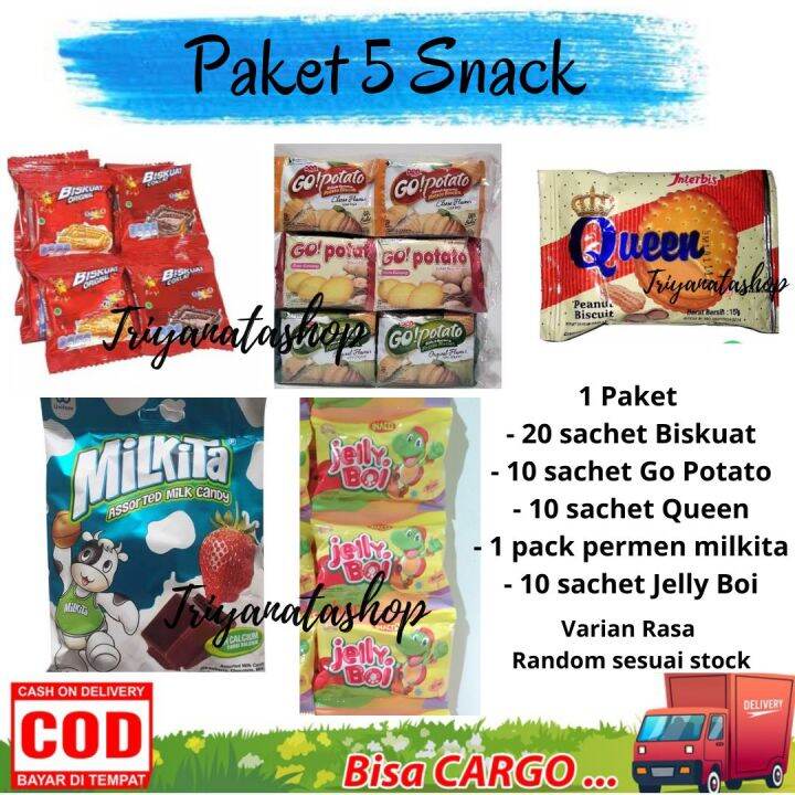 Paket 5 Snack Jajan Rentengan Jajan Rencengan Biskuat Original