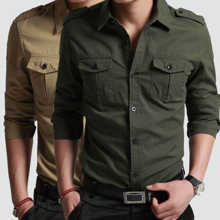 Shirts Men's Cotton NonIroning Long sleeve Spring and Autumn Military