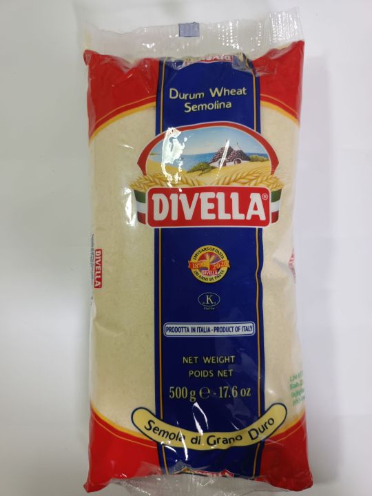 durum-wheat-semolina-divella-แป้งสาลีดูรัมเซโมลิน่าสำหรับทำพาสต้า-ตราดีเวลล่า-ขนาด-500-กรัม