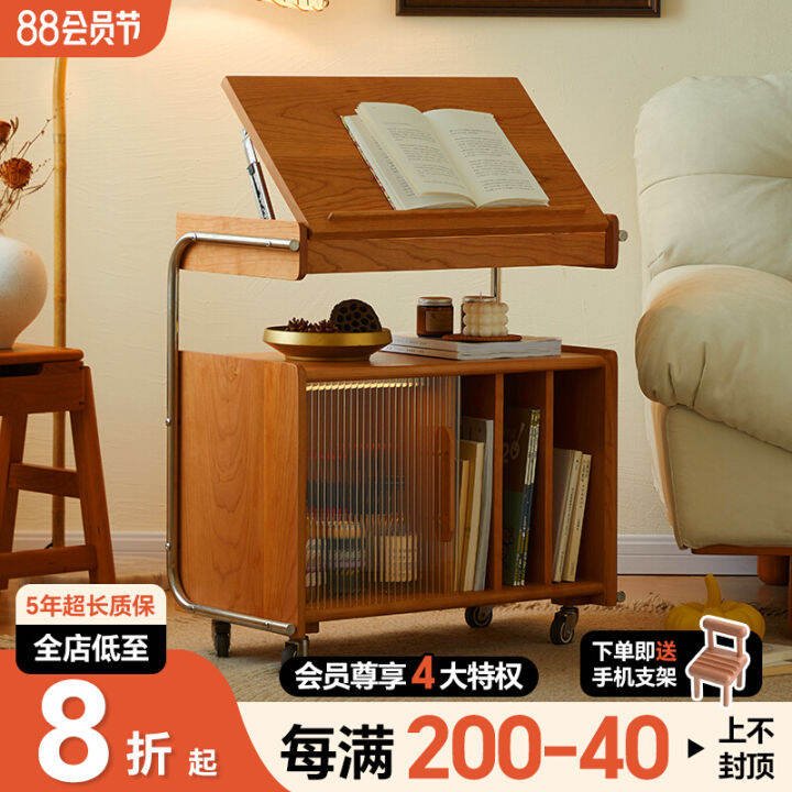 Xizhi Solid Wood Bookcase Nordic Glass Door Storage Living Room