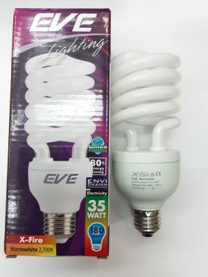 หลอดประหยัดไฟ EVE รุ่นเอ็กไฟล์ 35W ทอร์นาโด แสงส้ม Warmwhite E27 1 หลอด