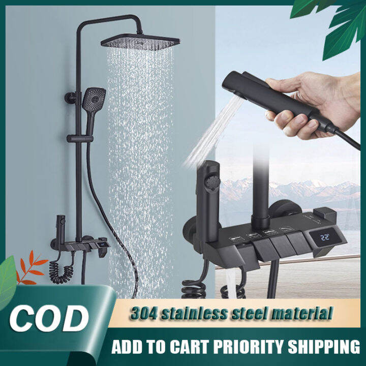 Guga shower set 304 stainless steel digital display shower 4 in 1