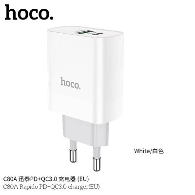 SY Hoco C80A PD+QC3.0 Charger 18W (EU)หัวชาร์จเร็ว Type-C+USB  18W ปลั๊กขากลม (มาตรฐานยุโรป)