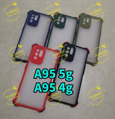 ✨พร้​อมส่งใน🇹🇭✨(9สี)เคสขอบนิ่มหลังแข็งขุ่นคลุมกล้อง For Oppo A95 / A95 4g / A95 5g