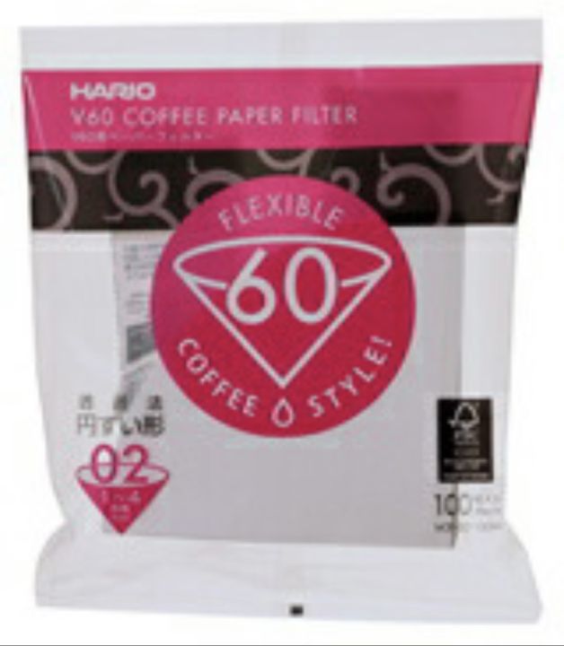 ☕️กระดาษ กรองกาแฟ Hario V60 สำหรับกาแฟดริป 100 แผ่น สีขาว และสีน้ำตาล เบอร์  02☕️