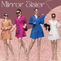 ?ป้าย Mirrorsister 20321.5 เดรสคอปกแพทเทรินสวย คอวีแต่งไขว้ มีกระเป๋าที่หน้าอก1ข้าง