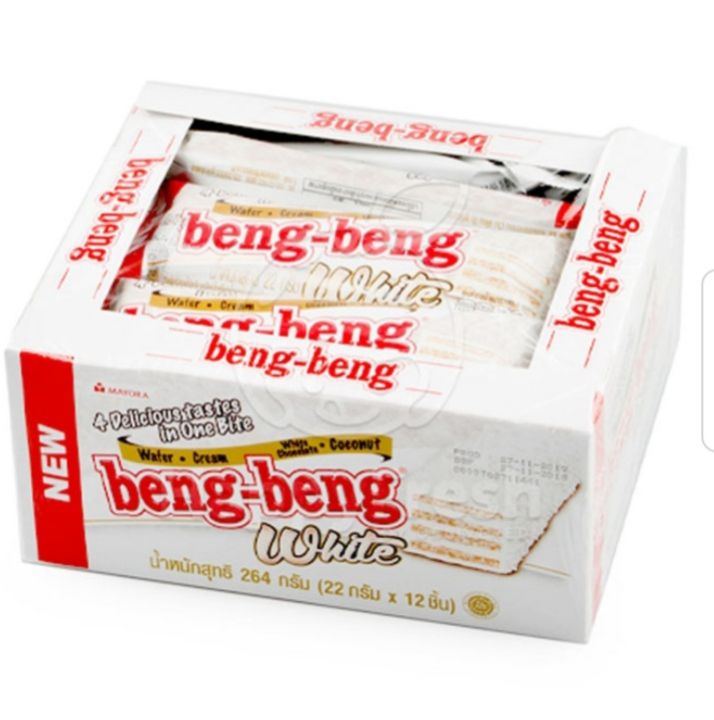 Beng Beng Wafer White 22 g x 12.เบงเบง เวเฟอร์สอดไส้เคลือบไวท์ช็อกโกแลต 22 กรัม แพ็ค 12 ชิ้น
.