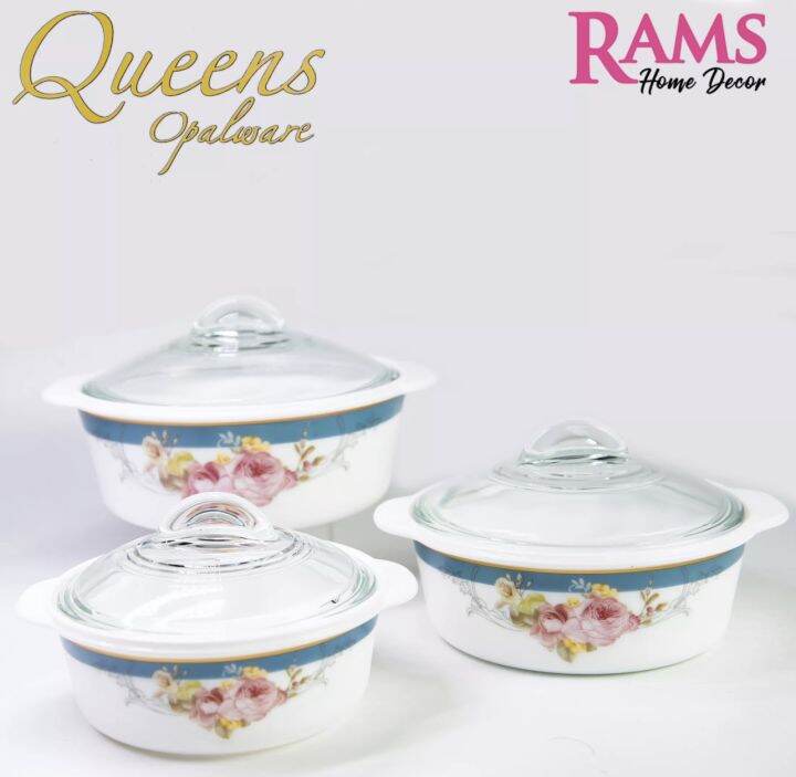 QUEENS 6PCS OPAL WARE GLASS CASSEROLE WITH GLASS LIDPEONY BLOSSOM Lazada