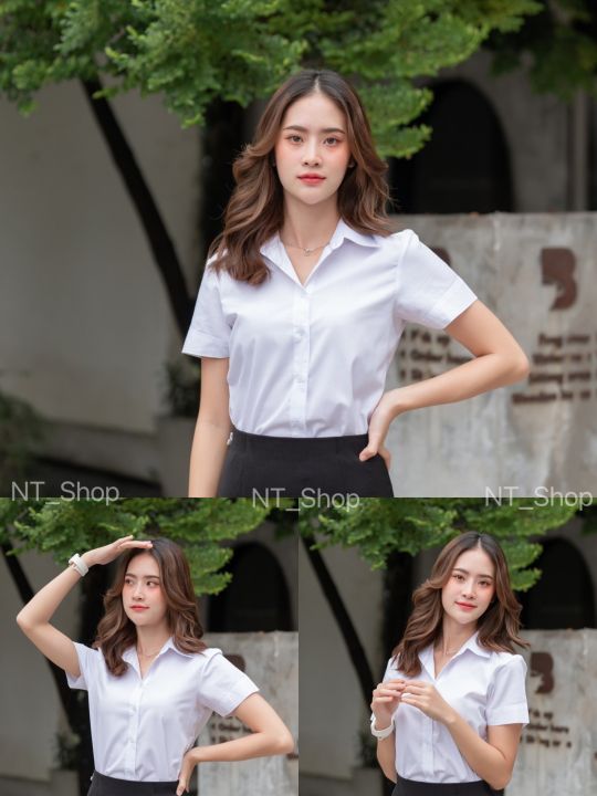 เสื้อนักศึกเข้ารูปแขนสามเหลี่ยม-ทรงมหิดล-ผ้าคอมทวิว