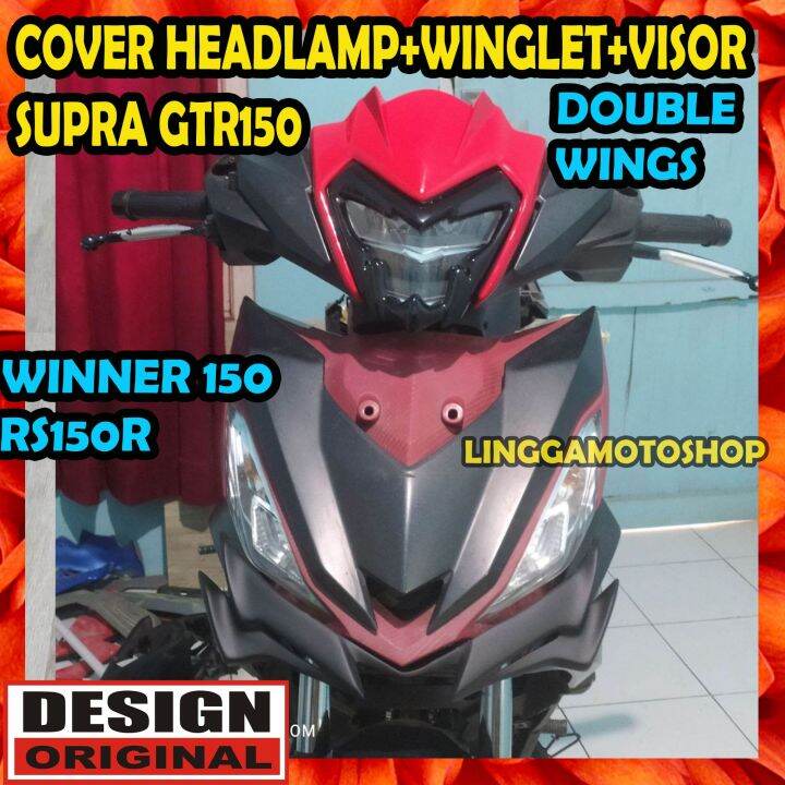PAKET COVER HEADLAMP + VISOR + WINGLET HONDA SUPRA GTR 150 * topeng