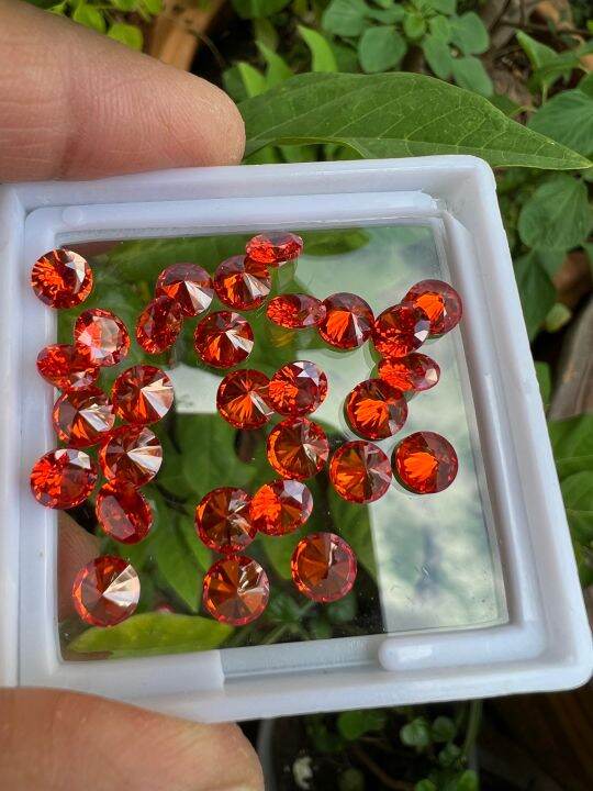 เพชรรัสเซีย-สีส้ม-ทรงกลม-5-00-มม-10-เม็ด-brilliant-orange-rose-diamond-พลอย-cubic-zirconia-cz-round-shape