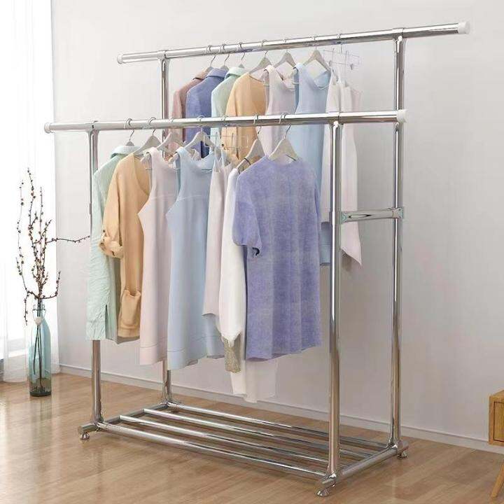 Clothes Hanger Floor Folding Indoor 304 Stainless Steel Hanger Clothing ...