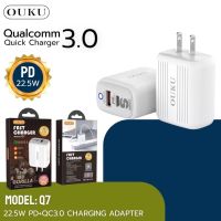 หัวชาร์จ 2 พอร์ต OUKU Q7 รองรับ USB-C และ USB-A ชาร์จเร็ว PD+QC3.0 /22.5W Charginq Adapter