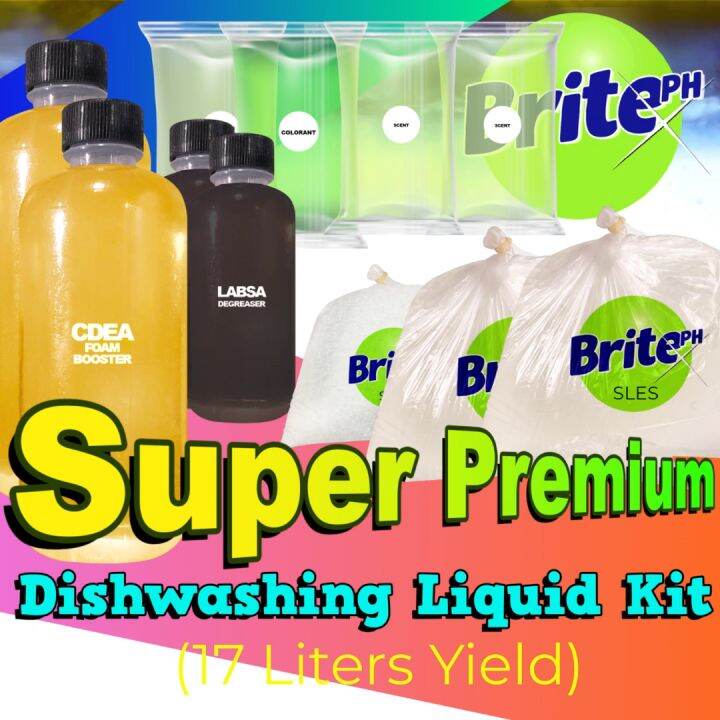 Dishwashing Liquid DIY Kit Super Premium (2x Surfactant, 2x Foam Booster, 2x Degreaser, 2x