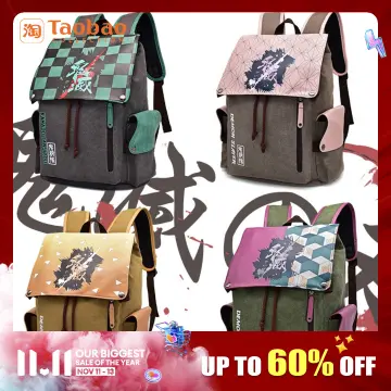 Anime Boys Girls Students 3 Pcs/Set Backpack Demon Slayer School Bag  Backpack Satchel Messenger Bag Pen Bag Gift (#10)