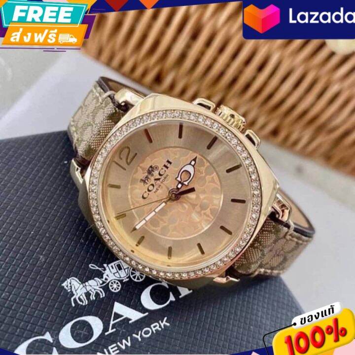 นาฬิกา-coach-14503150-นาฬิกาผู้หญิง-หน้าปัดล้อมคริสตันสีทอง-ขนาด-34mm