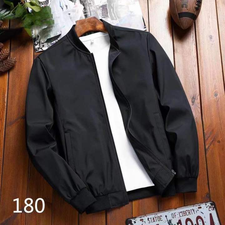MENS FASHION Bomber Jacket for Men with Zipper Plain Trendy Tops Casual ...