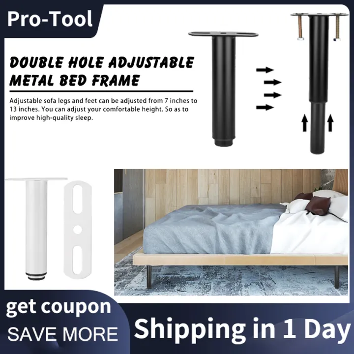 Double Hole Adjustable Metal Bed Frame, Slat Center Furniture Support