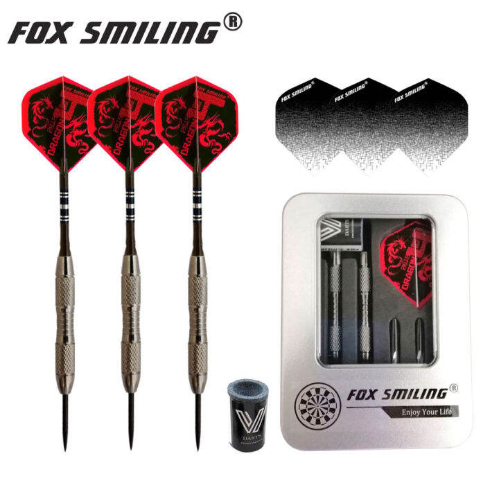 FOX SMILING 3pcs 20g Dart Pin Steel Tip Darts With High Grade Iron Case