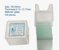 กระจกปิดสไลด์ cover glass ขนาด 18x18mm 100 pcs/box