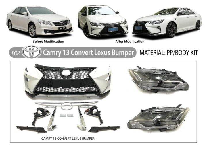 Toyota Camry acv50 2012-2014 convert 2015 facelift front lexus bumper ...