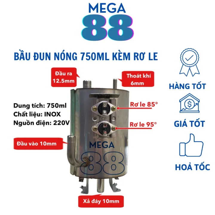 Bầu nóng cây nước nóng lạnh kèm rơ le nhiệt 750ml - bầu đốt cây nước nóng lạnh
