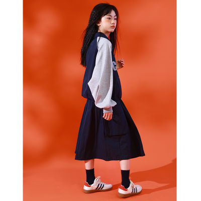 Yuxing yuwee ชุดเดรสเด็กหญิงแบบใหม่ปี2023สเว็ตเตอร์ใส่ช่วงฤดูใบไม้ร่วงสำหรับเด็กวัย5-12ขวบชุดกระโปรงแบบสองชิ้น