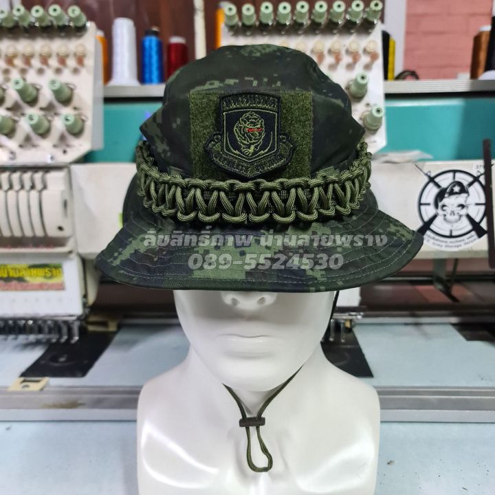 ราคาส่ง-ลด50-ของแท้-หมวกปีกสั้นพรางใหม่-ทบ-ติดอาร์มทหารทรหดเขียวดำ-ฟรีไซส์