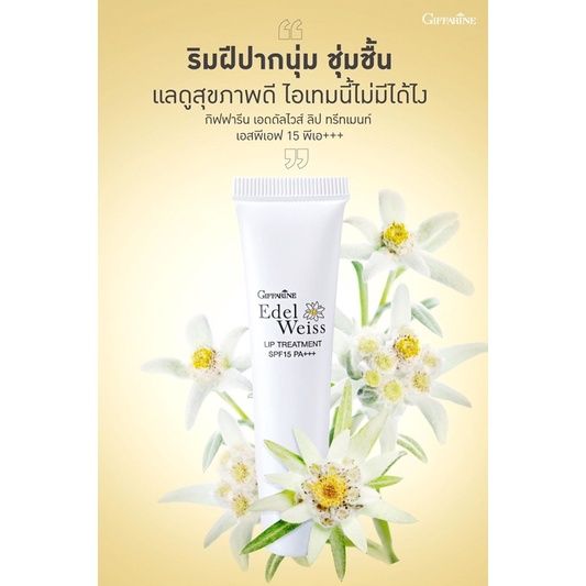 ลิปบำรุงปาก-แก้ปากแตก-กิฟฟารีน-เอดดัลไวส์-ลิปทรีทเม้นท์-giffarine-edelweiss-lip-treatment-spf15-pa-บำรุงปาก-ปากแห้ง-ปากแตก-ปากเป็นขุย