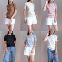 Lovy knits top เสื้อ t-shirt แขนสั้น เนื้อผ้าไหมพรมเนื้อนิ่ม ผ้ามีเท็กเจอร์ โทนสีพาสเทลสุดคิ้วท์