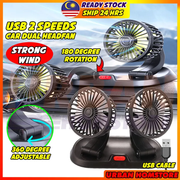 POWERFUL Car fan air cooler Kipas kereta usb 2 Speeds 360° degree