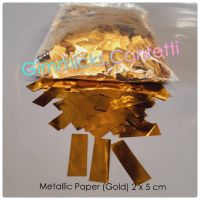 กระดาษตัด เปเปอร์ชู๊ต สีทอง แบบเงา  ขนาด  2 × 5 ซม. / 1 กิโลกรัม Confetti Paper Shoot Metallic Gold Color Size 2 x 5 cm /  1 kg