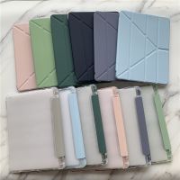 0225-เคสiPad พับจีบ Y หลังใส ตั้งได้ มีช่องเก็บปากกาได้ Air1/Air2/iPad9.7/gen7/gen8/gen9 Air3/Air4/Air5 Pro11 2020 10.2/10.9/pro11 พร้อมช่องเสียบปากกาฝาหลังใส วัสดุอะคริลิค