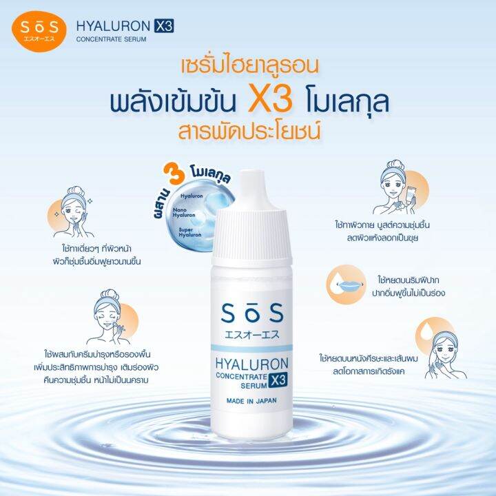 ราคาพิเศษ-sos-hyaluron-x3-concentrate-serum-10ml-เอะสึ-โอ-เอะสึ-เซรั่มไฮยาลูรอนเข้มข้นบริสุทธิ์