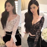 ฟรีไซร้ 30-36"เสื้อลูกไม้เเขนยาว  สวยหวานละมุน เนื้อผ้านิ่มเเมทช์กับอะไรก็สวยเซ็กซี่