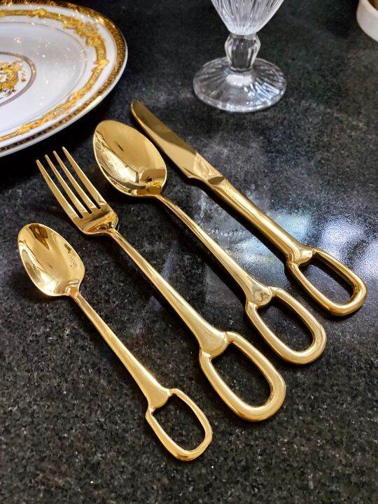 4pc Luxury Inspired Hermes Flatware Gold Cutleries Lazada PH