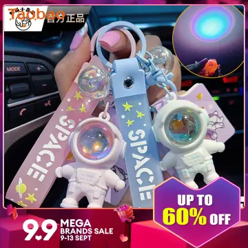 Cute Cartoon Spaceman Light Glowing Keychain Sunset Light Luminous Key  Chain Female Space Astronaut Couple Bag Charm Pendant