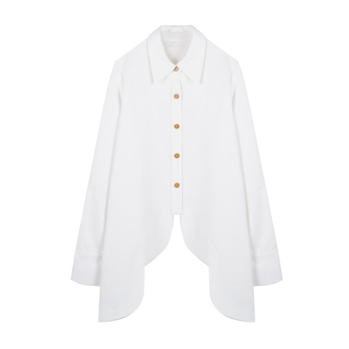 พร้อมส่ง-สินค้าลิขสิทธิ์แท้-iris-boutique-is040-white-wave-shirt-เสื้อผ้าแฟชั่น-ผู้หญิง-เสื้อเชิ้ต