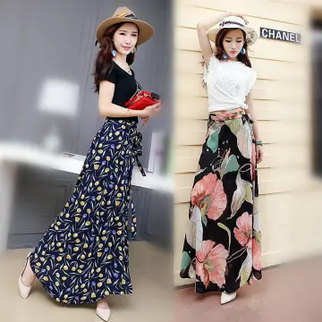 Đầm voan maxi xẻ tà màu đỏ in hoa B6095