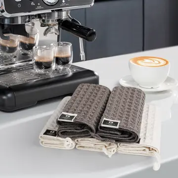 Coffee Bar Square Towels Barista Cleaning Cloths 4 Pack Espresso