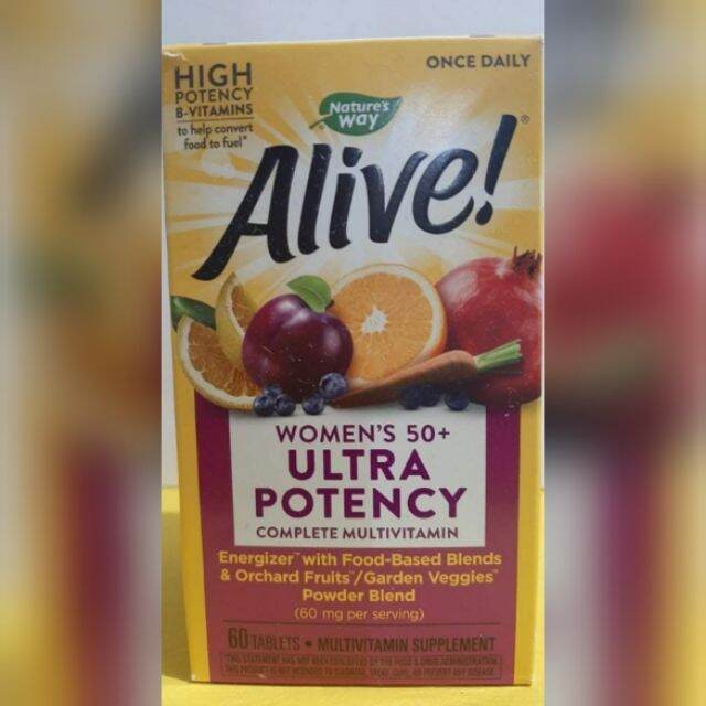 Alive Womens 50 Ultra Potency Complete Once Daily Multivitamin 60 Tablets Natures Way Expiry 7668