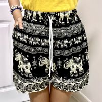 SHORTS Chang (Elephant) Thai Fabric Casual Black Color Soft