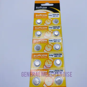 SUNCOM (10 pcs) AG4 Alkaline 1.5V Button Cell Battery Single Use